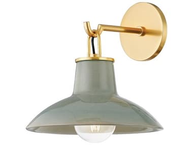 Hudson Valley Pottersville 1-Light Aged Brass Ceramic Moss Crackle Wall Sconce HV1913AGBCMC