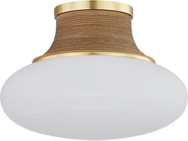 Hudson Valley Pearl River 1-Light Aged Brass Round Semi Flush Mount HV2308AGB