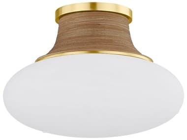 Hudson Valley Pearl River 1-Light Aged Brass Round Semi Flush Mount HV2310AGB