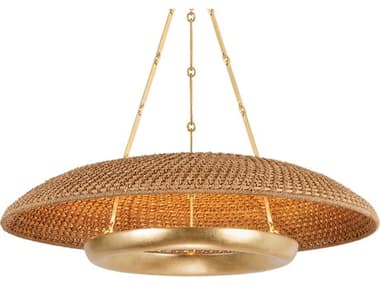 Hudson Valley Oaklyn 6-Light Vintage Gold Leaf Dome Round Pendant HV2336VGL