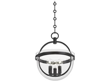 Hudson Valley Malloy 11" 3-Light Aged Iron Black Glass Globe Mini Pendant HV3315AI