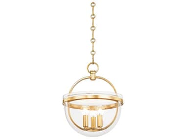 Hudson Valley Malloy 11" 3-Light Vintage Gold Leaf Glass Globe Mini Pendant HV3315VGL