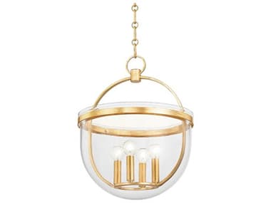 Hudson Valley Malloy 15" 4-Light Vintage Gold Leaf Glass Globe Pendant HV3321VGL