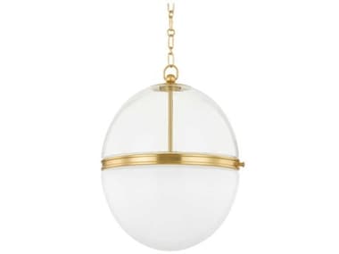 Hudson Valley Donnell 17" 1-Light Aged Brass Glass Globe Pendant HV3821AGB