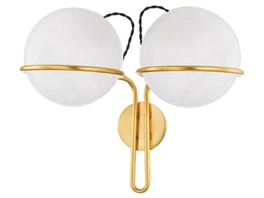 Hudson Valley Hingham 6" Tall 2-Light Aged Brass Wall Sconce HV3917AGB
