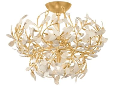 Hudson Valley Maybrook 4-Light Vintage Gold Leaf Semi Flush Mount HV4454VGL