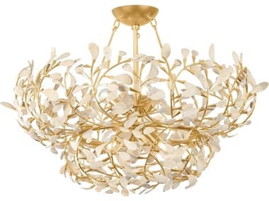 Hudson Valley Maybrook 6-Light Vintage Gold Leaf Candelabra Chandelier HV4456VGL