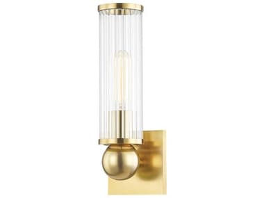 Hudson Valley Malone 13" Tall 1-Light Aged Brass Clear Glass Wall Sconce HV5271AGB