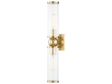 Hudson Valley Malone 22" Tall 2-Light Aged Brass Clear Glass Wall Sconce HV5272AGB