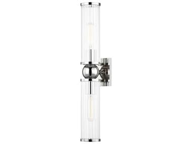 Hudson Valley Malone 22" Tall 2-Light Polished Nickel Clear Glass Wall Sconce HV5272PN