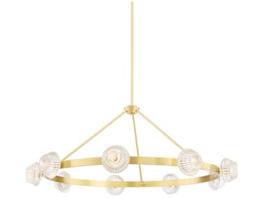 Hudson Valley Barclay 50" Wide 9-Light Aged Brass Clear Glass Chandelier HV6150AGB