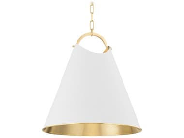 Hudson Valley Burnbay 18" 1-Light Aged Brass White Bell Pendant HV6218AGBSWH