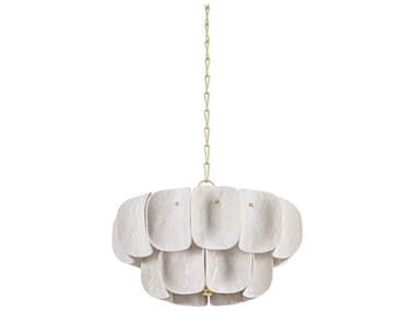 Hudson Valley Amalfi 8-Light Vintage Gold Leaf Off White Tiered Chandelier HV6624VGL