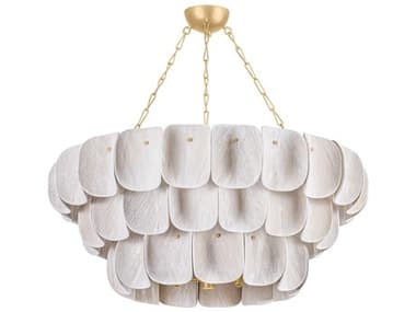 Hudson Valley Amalfi 16-Light Vintage Gold Leaf Off White Tiered Chandelier HV6641VGL