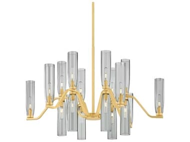 Hudson Valley Harpswell 18-Light Aged Brass Cylinder Chandelier HV6817AGB