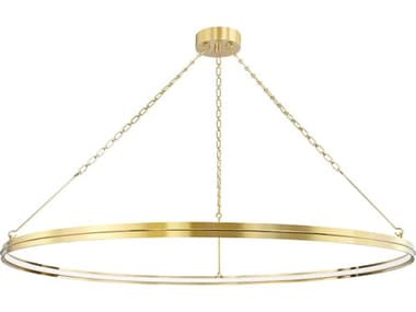 Hudson Valley Rosendale 56" 1-Light Aged Brass Glass LED Round Pendant HV7156AGB