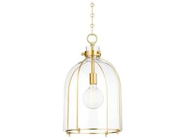 Hudson Valley Eldridge 15" 1-Light Aged Brass Glass Bell Pendant HV7306AGB