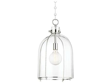 Hudson Valley Eldridge 15" 1-Light Polished Nickel Glass Bell Pendant HV7306PN