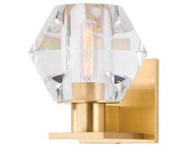Hudson Valley Cooperstown 7" Tall 1-Light Aged Brass Crystal Wall Sconce HV7408AGB
