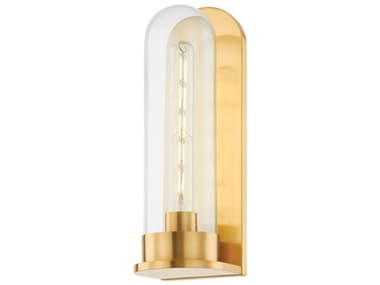 Hudson Valley Irwin 13" Tall 1-Light Aged Brass Glass Wall Sconce HV7800AGB