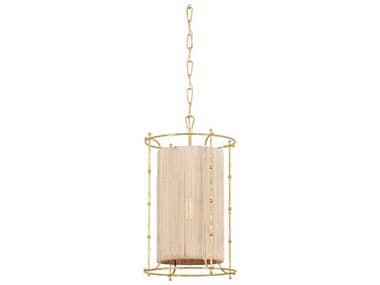 Hudson Valley Jones Point 1-Light Vintage Gold Leaf Cylinder Pendant HV8015VGL