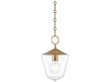 Hudson Valley Greene 8" 1-Light Aged Brass Lantern Mini Pendant HV8308AGB