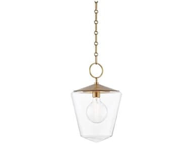 Hudson Valley Greene 11" 1-Light Aged Brass Lantern Mini Pendant HV8312AGB