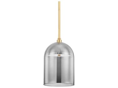 Hudson Valley Dorval 9" 1-Light Aged Brass Glass LED Bell Mini Pendant HV8709AGB