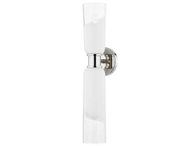 Hudson Valley Wasson 21" Tall 2-Light Polished Nickel Glass Wall Sconce HV9602PN