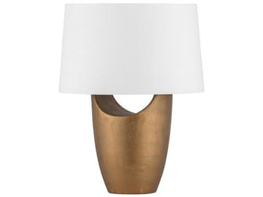 Hudson Valley Kamay Aged Brass White Linen Table Lamp HVBKO1700AGB