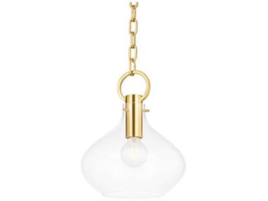 Hudson Valley Lina 11" 1-Light Aged Brass Glass Bell Mini Pendant HVBKO252AGB