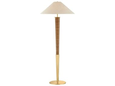 Hudson Valley Bohicket Aged Brass Natural Linen Fabric Floor Lamp HVCBL6524AGB