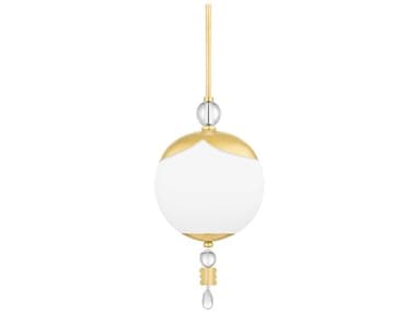 Hudson Valley Perla 10" 1-Light Aged Brass Crystal Glass Globe Mini Pendant HVKBS1748701SAGB