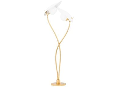 Hudson Valley Frond 67" Tall Gold Leaf Textured On White Glass Floor Lamp HVKBS1749401GLTWH