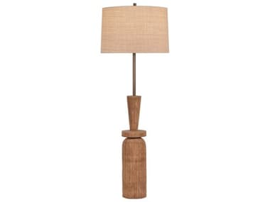 Hudson Valley Kinloch Bronze Leaf Ceramic Ash Brown Natural Woven Raffia Floor Lamp HVL1164BRLCAB