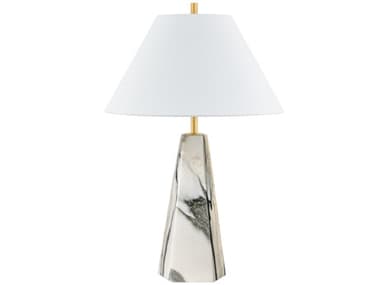 Hudson Valley Benicia Aged Brass White Linen Buffet Lamp HVL1328AGB