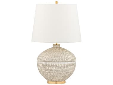 Hudson Valley Katonah Gold Leaf 1-light White Linen Table Lamp HVL1516GL