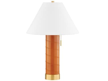 Hudson Valley Norwalk Aged Brass White Linen Buffet Lamp HVL3429AGB