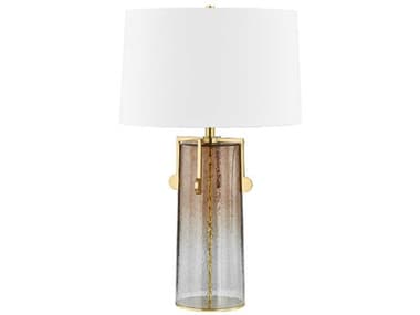 Hudson Valley Wildwood Aged Brass White Linen Buffet Lamp HVL3730AGB