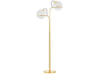 Hudson Valley Hingham 68" Tall Aged Brass Cloud Glass Floor Lamp HVL3968AGB