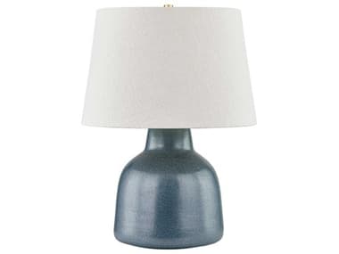 Hudson Valley Ridgefield Aged Brass Ceramic Textured Navy Linen Blue Buffet Lamp HVL6027AGBC08