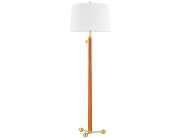 Hudson Valley Noho 69" Tall Aged Brass White Linen Floor Lamp HVL6170AGB
