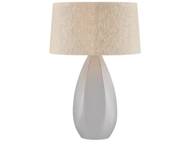 Hudson Valley Colwyn Aged Brass Ceramic Dove White Natural Linen Fabric Buffet Lamp HVL7730AGBCVW
