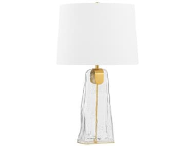 Hudson Valley Midura Aged Brass White Linen Clear Buffet Lamp HVL8428AGB