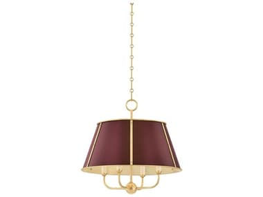 Hudson Valley Cambridge 4-Light Aged Brass Soft Crimson Red Candelabra Chandelier HVMDS120AGBCRN