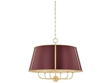 Hudson Valley Cambridge 6-Light Aged Brass Soft Crimson Red Candelabra Chandelier HVMDS121AGBCRN