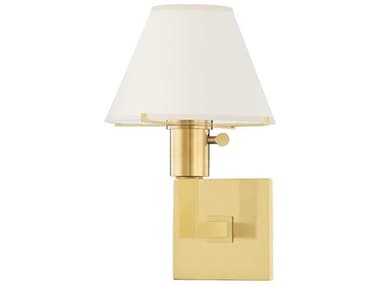 Hudson Valley Leeds 12" Tall 1-Light Aged Brass Cream Paper Wall Sconce HVMDS130AGB