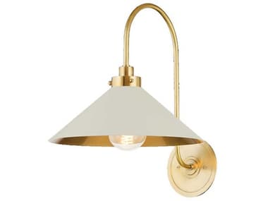 Hudson Valley Clivedon 16" Tall 1-Light Aged Brass White Wall Sconce HVMDS1400AGBOW