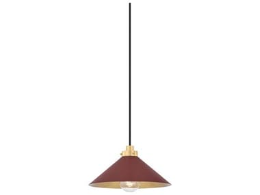 Hudson Valley Clivedon 1-Light Aged Brass Soft Crimson Red Mini Pendant HVMDS1401AGBCRN