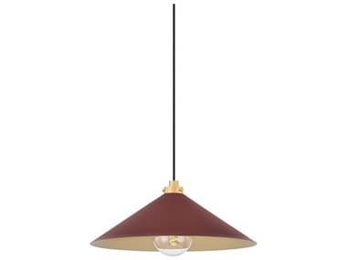 Hudson Valley Clivedon 1-Light Aged Brass Soft Crimson Red Pendant HVMDS1402AGBCRN